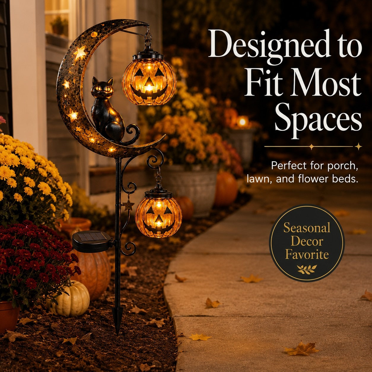 PumpkinMoon - Warm Glow · Weather-Resistant · Easy Stake Setup