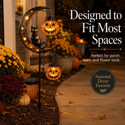 PumpkinMoon - Warm Glow · Weather-Resistant · Easy Stake Setup