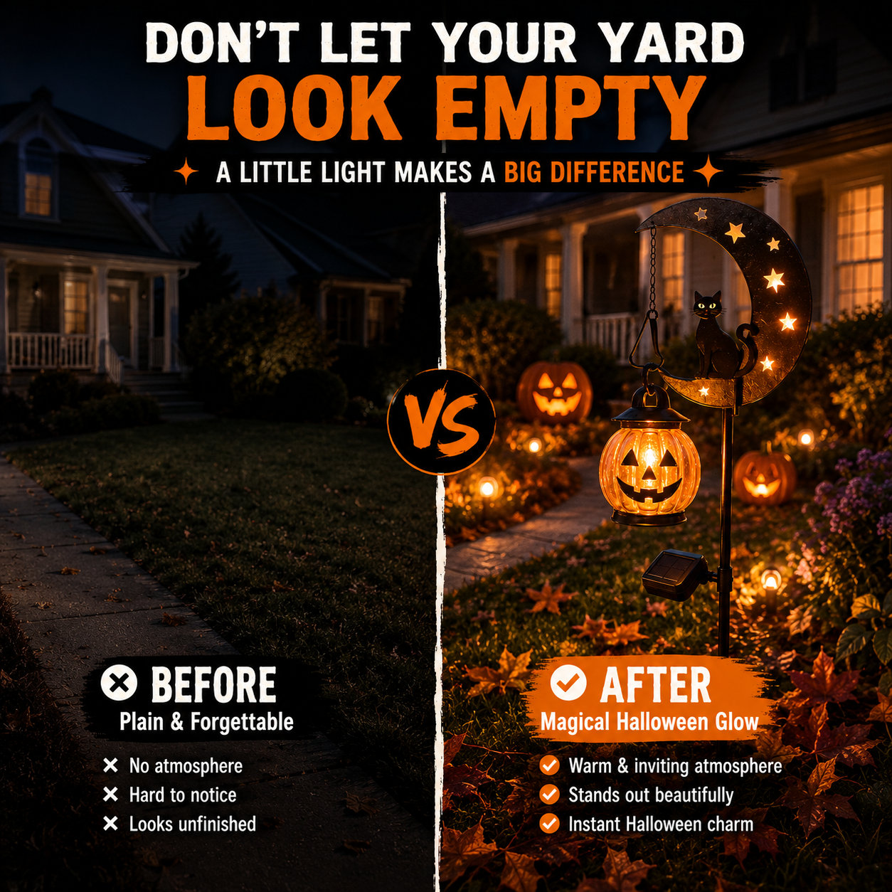 PumpkinMoon - Warm Glow · Weather-Resistant · Easy Stake Setup