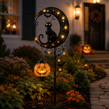 PumpkinMoon - Warm Glow · Weather-Resistant · Easy Stake Setup