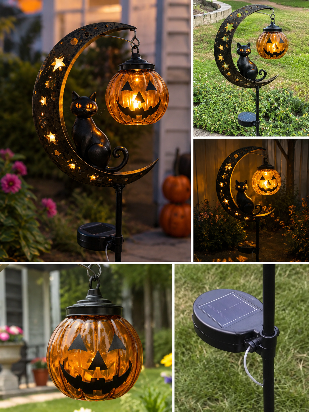 PumpkinMoon - Warm Glow · Weather-Resistant · Easy Stake Setup