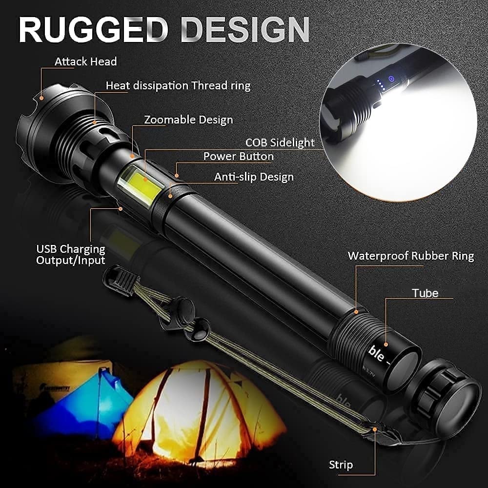 Ignis - LED Rechargeable Tactical Laser Flashlight High Lumens