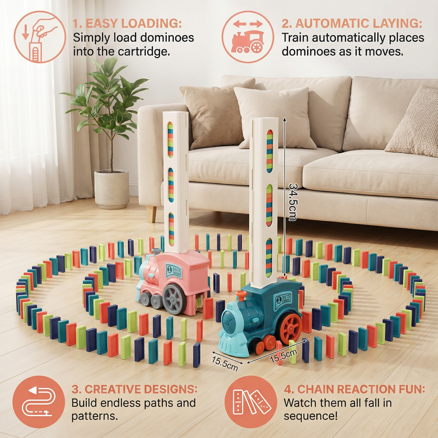 DominoRail - Automatic Play, Endless Creativity, Family Fun