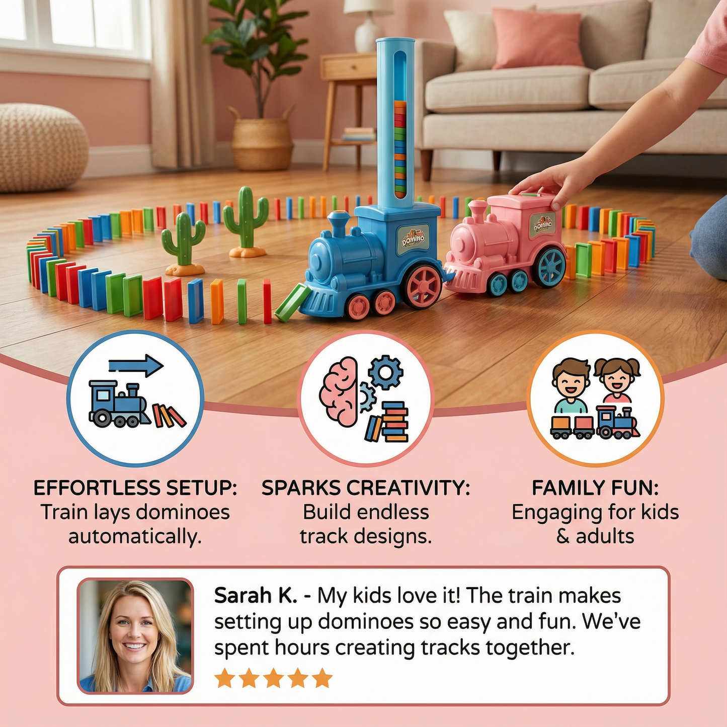DominoRail - Automatic Play, Endless Creativity, Family Fun