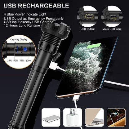 Ignis - LED Rechargeable Tactical Laser Flashlight High Lumens