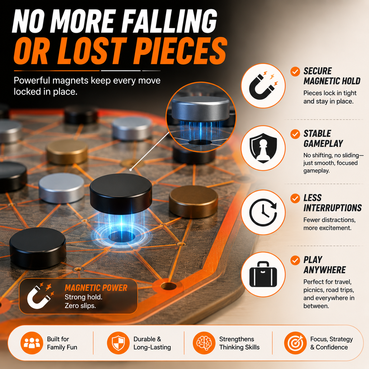 ChessSpark Magnetic. Portable. Family-Approved.